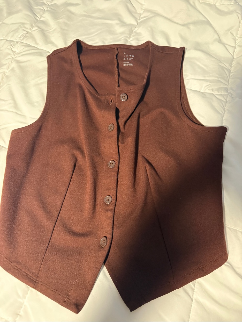 a new day Chocolate Brown Button-Front Sleeveless Tank